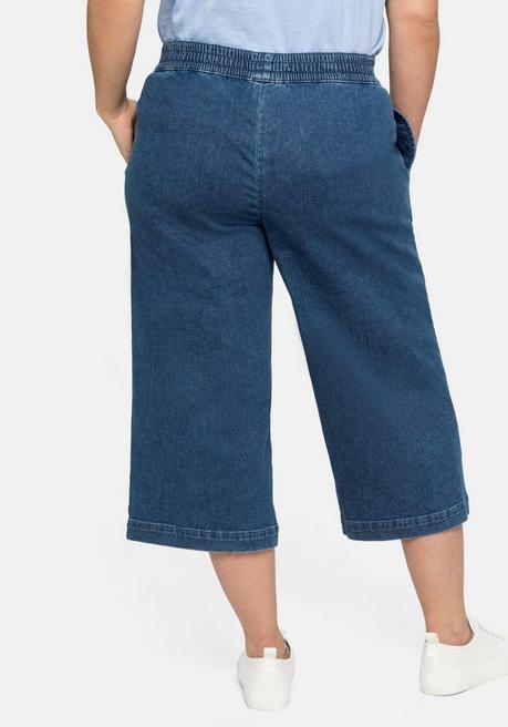 Sheego Jeans In 3/4-Länge, In Weiter Beinform Mit Schlupfbund - Blue Denim Sheego
