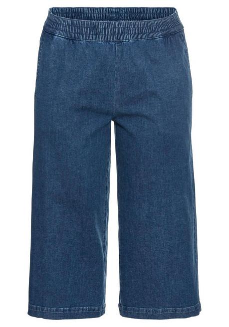Sheego Jeans In 3/4-Länge, In Weiter Beinform Mit Schlupfbund - Blue Denim Sheego
