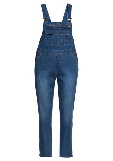 Sheego Jeans-Latzhose Mit Brusttasche Und Seitlichem Einsatz - Blue Used Denim Sheego