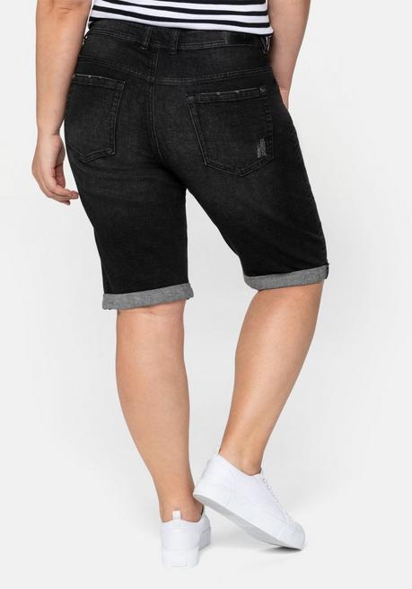 Sheego Jeansbermudas Im Used-Look - Black Used Denim Sheego