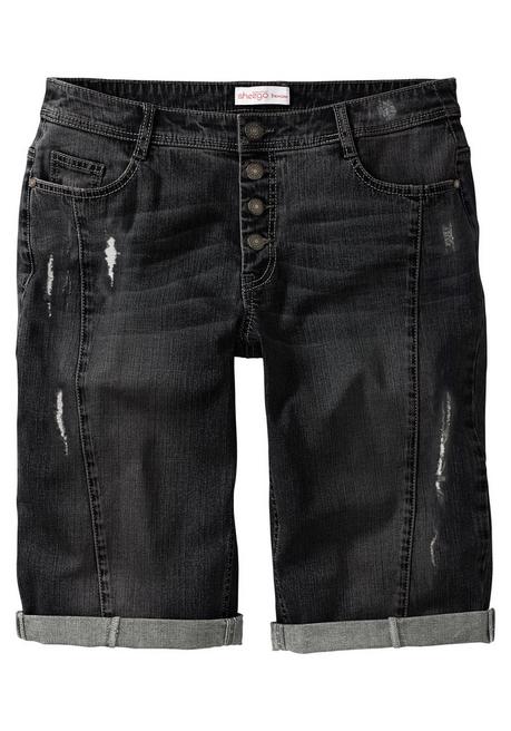 Sheego Jeansbermudas Im Used-Look - Black Used Denim Sheego