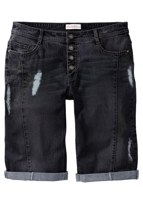 Sheego Jeansbermudas Im Used-Look - Blue Black Denim Sheego