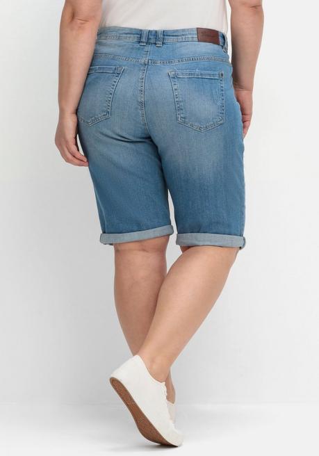 Sheego Jeansbermudas Im Used-Look - Light Blue Denim Sheego