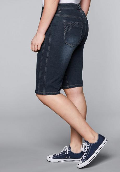 Sheego Jeansbermudas Mit Vorverlegter Seitennaht - Dark Blue Denim Sheego
