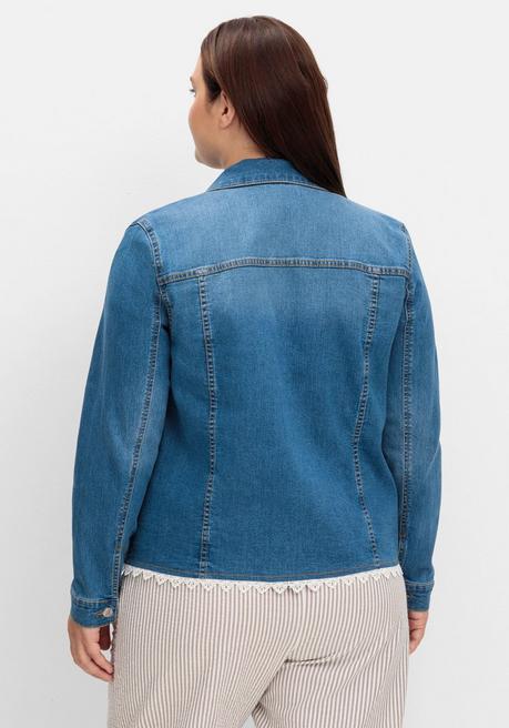 Sheego Jeansblazer Mit Spitzenborte - Blue Denim Sheego