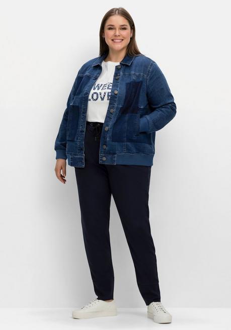 Sheego Jeansblouson In Patch-Optik - Blue Denim Sheego