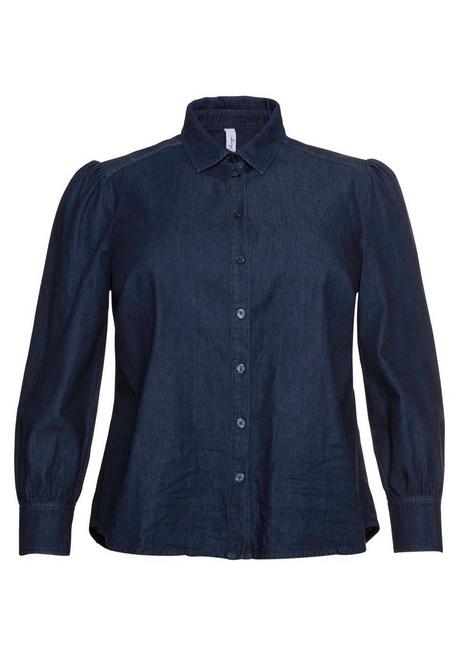 Sheego Jeansbluse Mit Angekräuselter Schulternaht - Dark Blue Denim Sheego