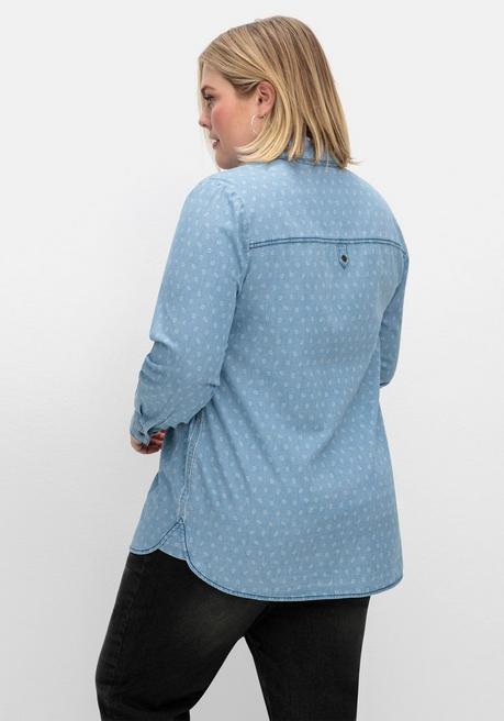 Sheego Jeansbluse Mit Brusttasche Und Grafischem Print - Light Blue Denim Sheego