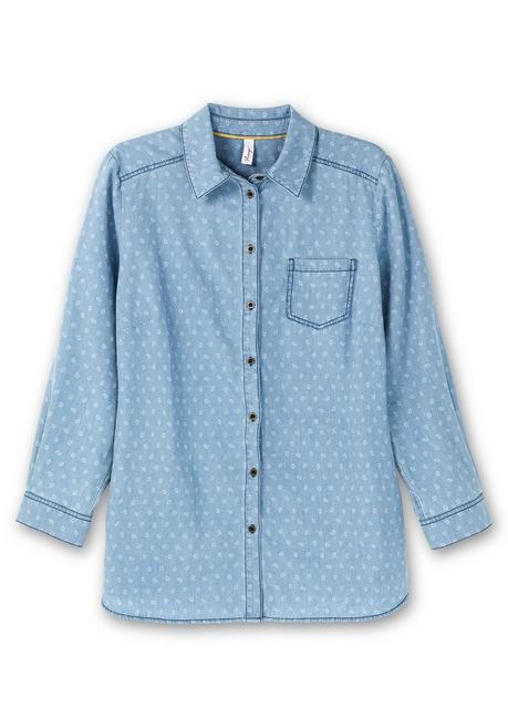 Sheego Jeansbluse Mit Brusttasche Und Grafischem Print - Light Blue Denim Sheego
