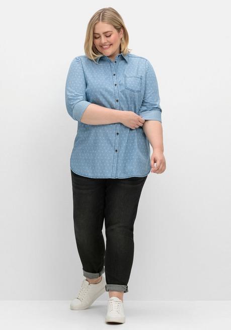 Sheego Jeansbluse Mit Brusttasche Und Grafischem Print - Light Blue Denim Sheego