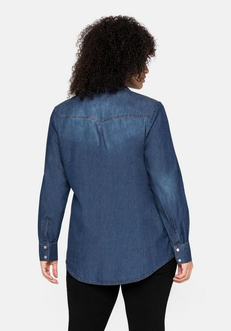 Sheego Jeansbluse Mit Knopfleiste Und Brusttaschen - Blue Denim Sheego