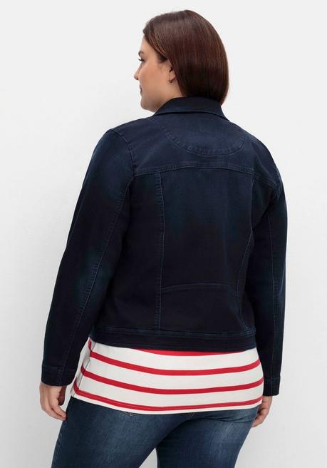 Sheego Jeansjacke Im Bikerstil, Aus Sweatdenim - Dark Blue Denim Sheego