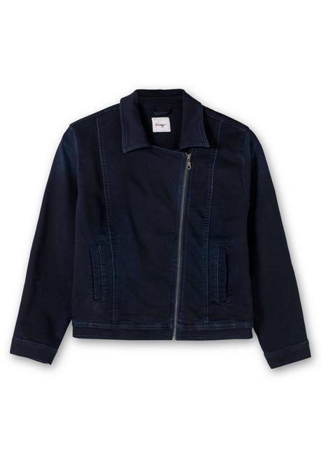 Sheego Jeansjacke Im Bikerstil, Aus Sweatdenim - Dark Blue Denim Sheego