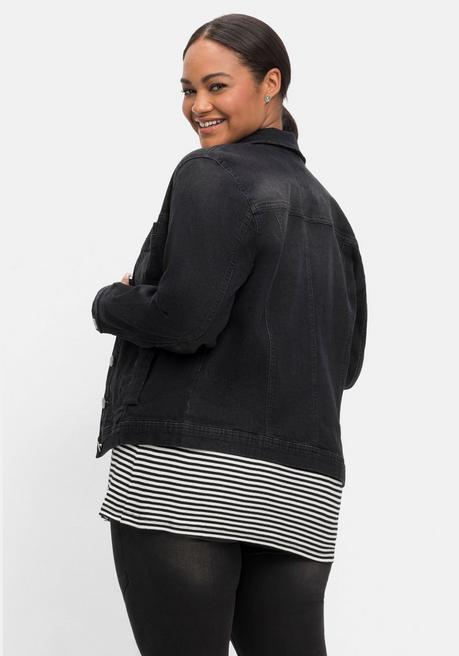 Sheego Jeansjacke In Leicht Taillierter Und Verkürzter Form - Black Used Denim Sheego