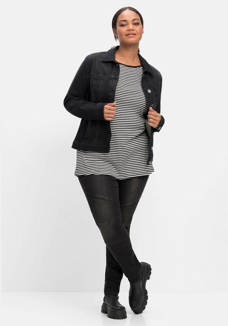 Sheego Jeansjacke In Leicht Taillierter Und Verkürzter Form - Black Used Denim Sheego