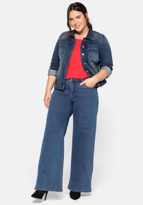 Sheego Jeansjacke In Leicht Taillierter Und Verkürzter Form - Blue Denim Sheego