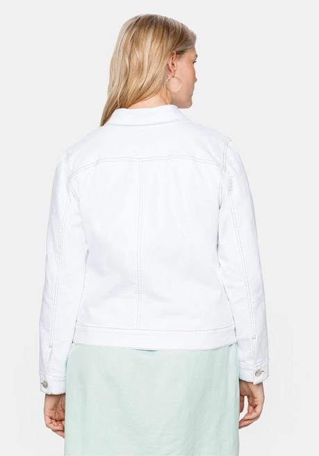Sheego Jeansjacke Mit Kontrastnähten, In Verkürzter Form - White Denim Sheego