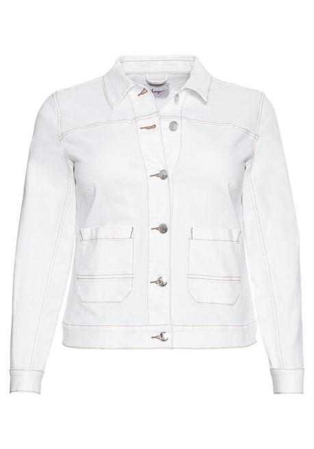 Sheego Jeansjacke Mit Kontrastnähten, In Verkürzter Form - White Denim Sheego