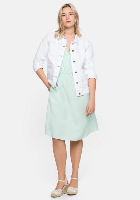 Sheego Jeansjacke Mit Kontrastnähten, In Verkürzter Form - White Denim Sheego