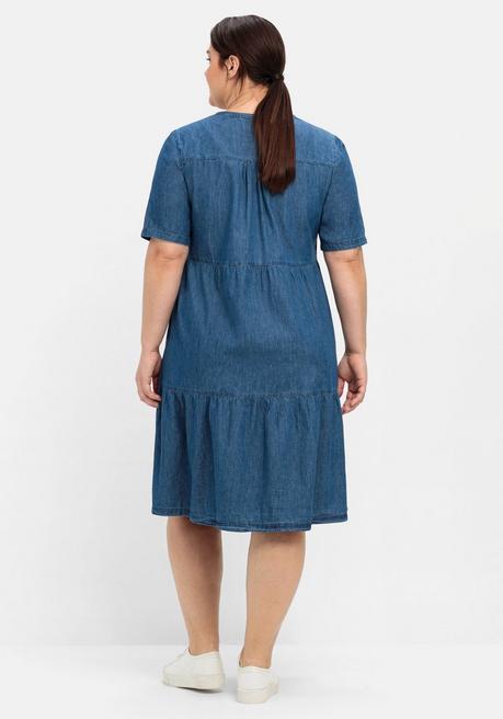 Sheego Jeanskleid Aus Leichtem Denim, In Volant-Optik - Blue Denim Sheego