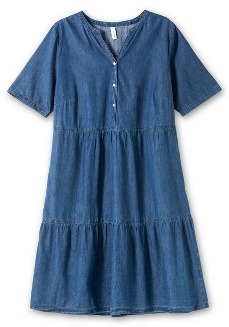 Sheego Jeanskleid Aus Leichtem Denim, In Volant-Optik - Blue Denim Sheego