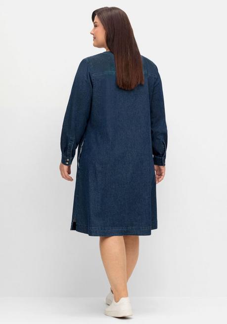 Sheego Jeanskleid Mit V-Ausschnitt Und Eingrifftaschen - Dark Blue Denim Sheego