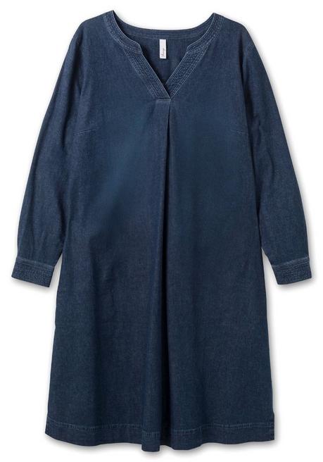 Sheego Jeanskleid Mit V-Ausschnitt Und Eingrifftaschen - Dark Blue Denim Sheego