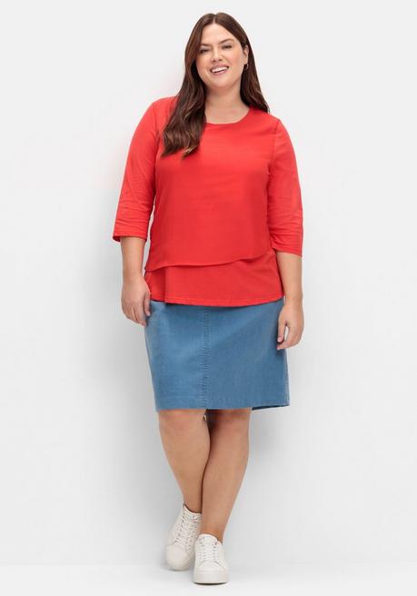 sheego Jeansrock mit Taschen, in A-Linie - blue Denim sheego