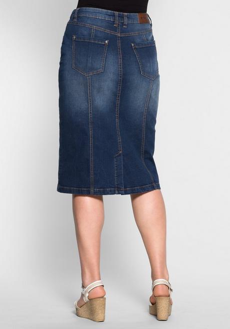 Sheego Jeansrock Mit Teilungsnähten - Dark Blue Denim Sheego