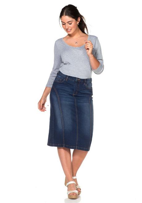 sheego Jeansrock mit Teilungsnähten - dark blue Denim sheego