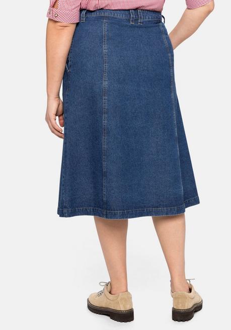 Sheego Jeansrock Mit Trachten-Stickereien - Blue Denim Sheego