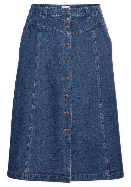 Sheego Jeansrock Mit Trachten-Stickereien - Blue Denim Sheego