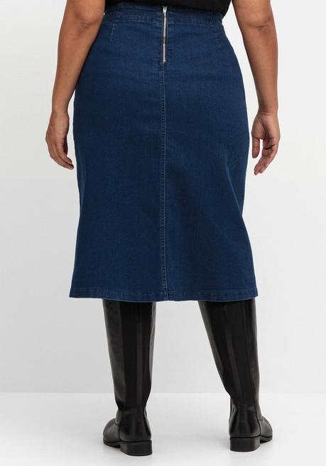 Sheego Jeansrock Mit Zierknopfleiste, In A-Linie - Blue Denim Sheego