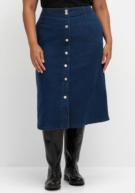 Sheego Jeansrock Mit Zierknopfleiste, In A-Linie - Blue Denim Sheego