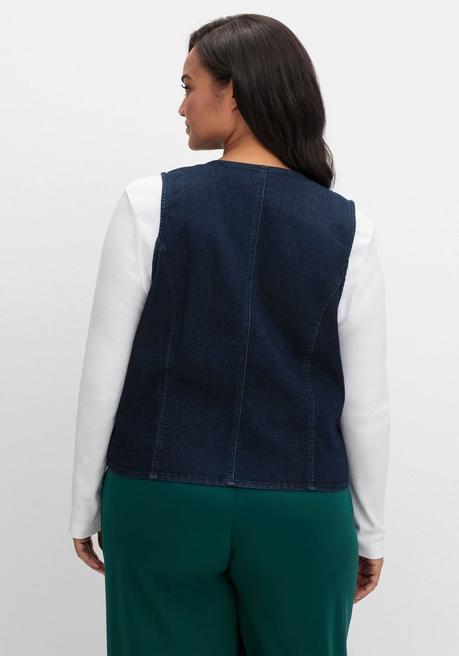 Sheego Jeansweste In Kurzer, Taillierter Form - Dark Blue Denim Sheego