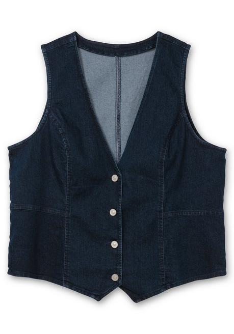 Sheego Jeansweste In Kurzer, Taillierter Form - Dark Blue Denim Sheego