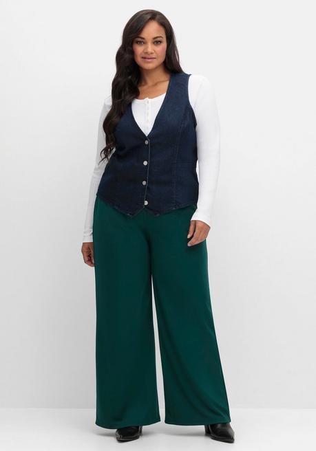 Sheego Jeansweste In Kurzer, Taillierter Form - Dark Blue Denim Sheego