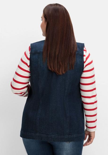 Sheego Jeansweste In Längerer, Taillierter Form - Dark Blue Denim Sheego