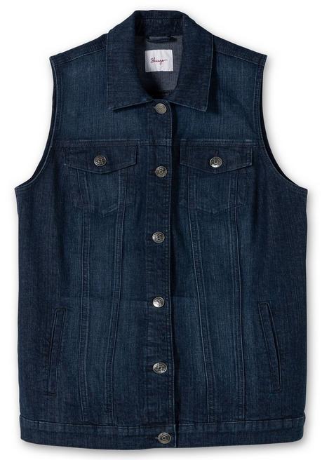 Sheego Jeansweste In Längerer, Taillierter Form - Dark Blue Denim Sheego
