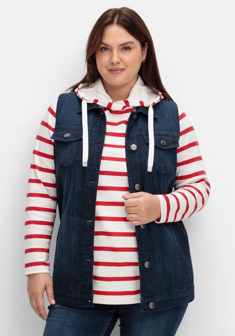 Sheego Jeansweste In Längerer, Taillierter Form - Dark Blue Denim Sheego