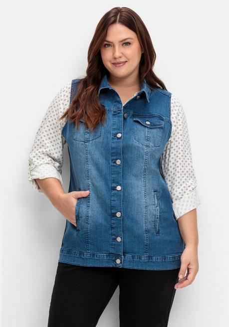 Sheego Jeansweste In Leicht Taillierter Form - Blue Denim Sheego