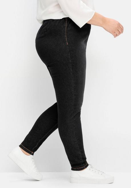 Sheego Jeggings In Individueller Waschung - Black Denim Sheego