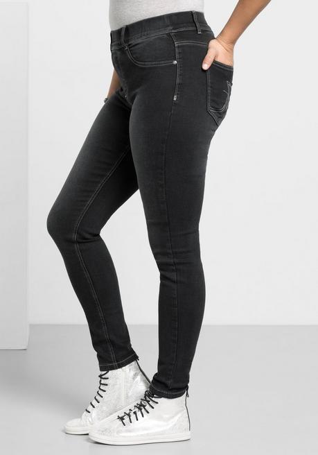 Sheego Jeggings In Power-Stretch-Qualität, Mit Schlupfbund - Black Denim Sheego