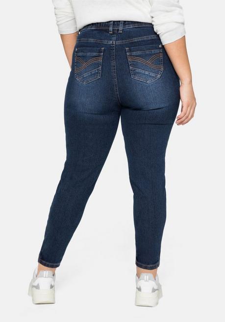 Sheego Jeggings Mit Gummibund Und Gürtelschlaufen - Dark Blue Denim Sheego