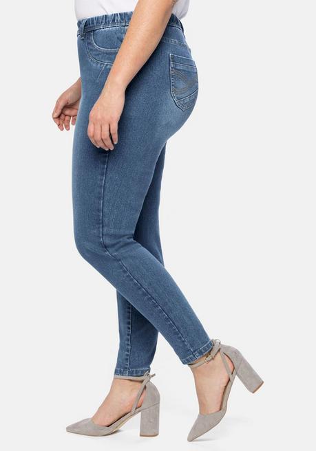 Sheego Jeggings Mit Gummibund Und Gürtelschlaufen - Light Blue Used Denim Sheego