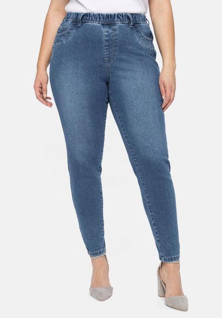 Sheego Jeggings Mit Gummibund Und Gürtelschlaufen - Light Blue Used Denim Sheego