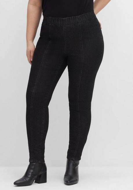sheego Jeggings mit Teilungsnähten - black Denim sheego