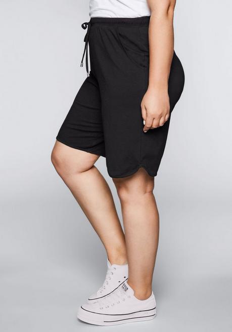 Sheego Jersey-Bermudas Mit Schlupfbund Und Tunnelzug - Schwarz Sheego