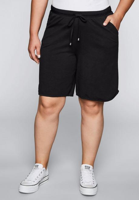 sheego Jersey-Bermudas mit Schlupfbund und Tunnelzug - schwarz sheego