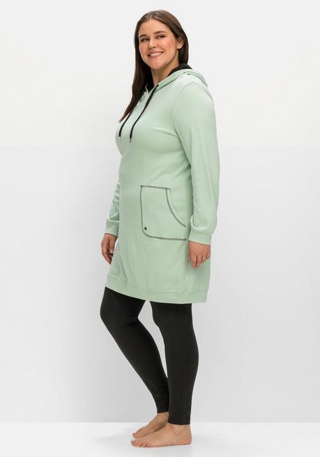 Sheego Jersey-Kapuzenkleid Mit Kontrastdetails - Mint Sheego